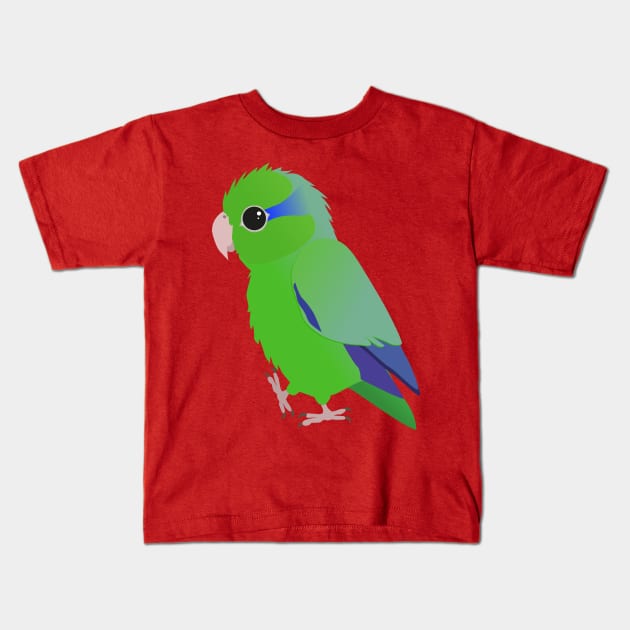 Cute green pacific parrotlet Kids T-Shirt by Bwiselizzy